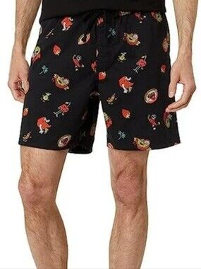 Vans Black Swim Shorts with Orange and Yellow Fruit Print